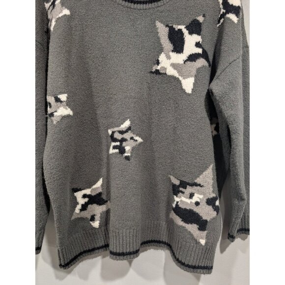 Torrid Womens Size 0/L/12 Grey Crew Neck Sweater Camo Star Long Sleeve Warm - Picture 3 of 16